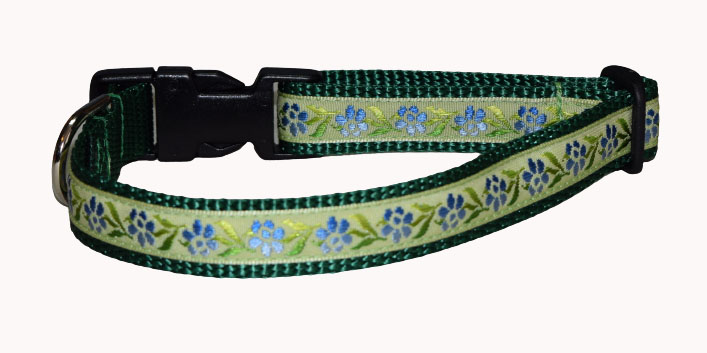 Flowers Blue Green Wholesale Dog and Cat Collars