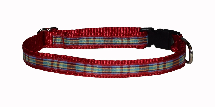 Plaid Blue Red Wholesale Dog and Cat Collars