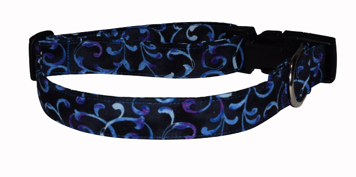 Scroll Blue Black Wholesale Dog and Cat Collars