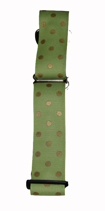 Wide Martingale Dots Gold Green Wholesale Dog and Cat Collars