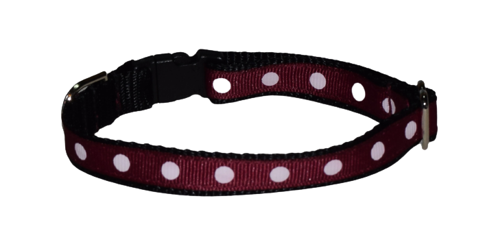 Dots White Burgundy Wholesale Dog and Cat Collars