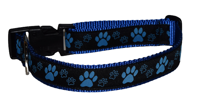 Paw Print Blue Wholesale Dog and Cat Collars