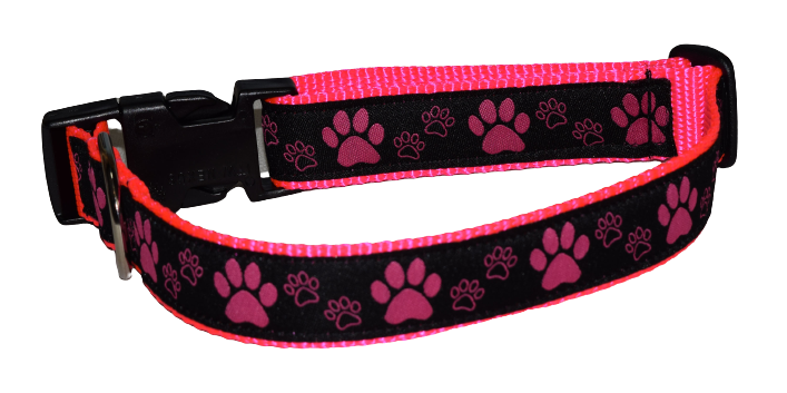 Paw Print Pink Wholesale Dog and Cat Collars