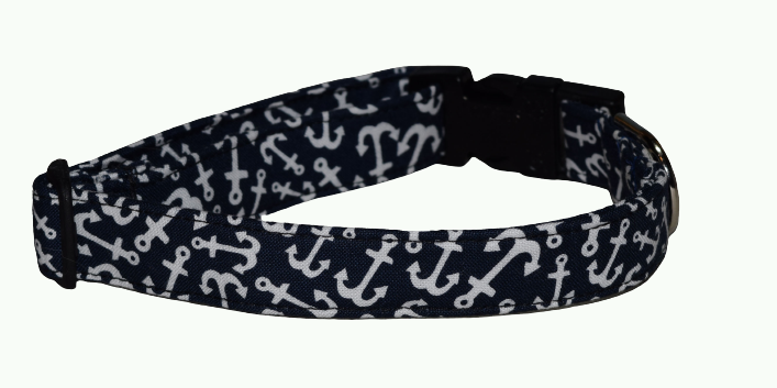 Anchors White Blue Wholesale Dog and Cat Collars