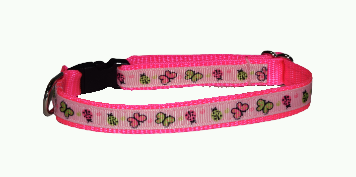 Butterflies Ladybug Pink Wholesale Dog and Cat Collars