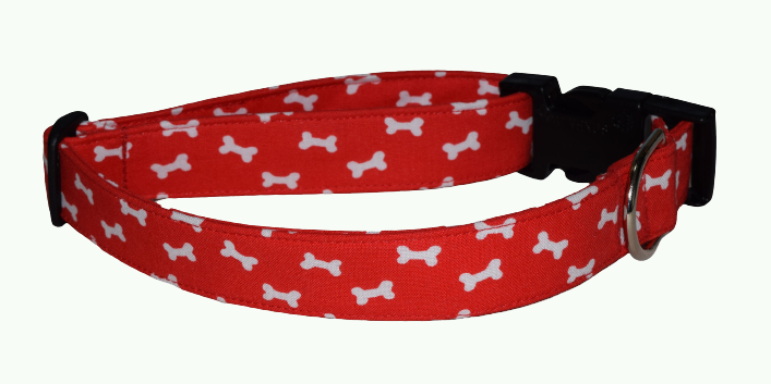 Bones White Red Wholesale Dog and Cat Collars