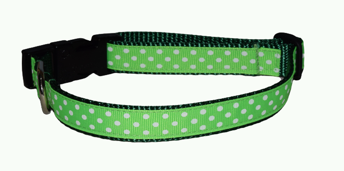 Dots Swiss White Bright Green Wholesale Dog and Cat Collars