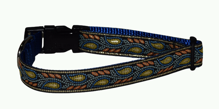 Leaves Metallic Blue Wholesale Dog and Cat Collars