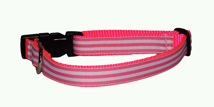 Stripes White Pink Wholesale Dog and Cat Collars