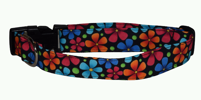 Flowers On Black Wholesale Dog and Cat Collars