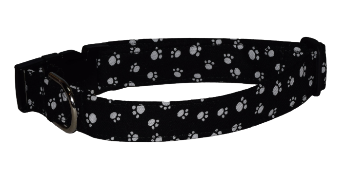 Paw Print White Black Wholesale Dog and Cat Collars