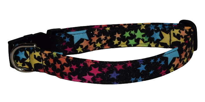 Stars Multi Color Black Wholesale Dog and Cat Collars