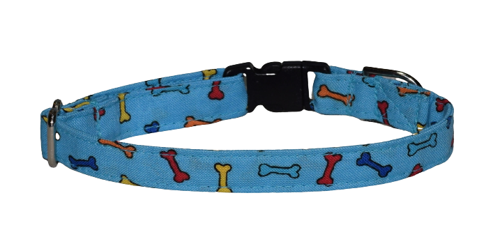 Bones Multi Blue Wholesale Dog and Cat Collars
