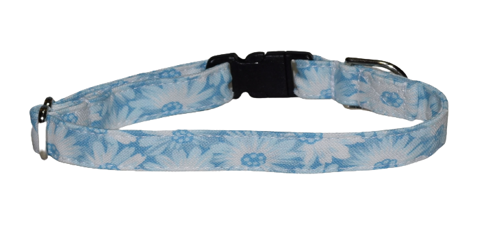 Flowers White Light Blue Wholesale Dog and Cat Collars