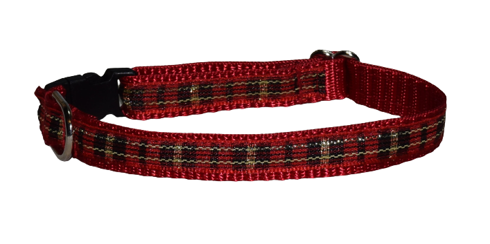 Plaid Red Gold Wholesale Dog and Cat Collars