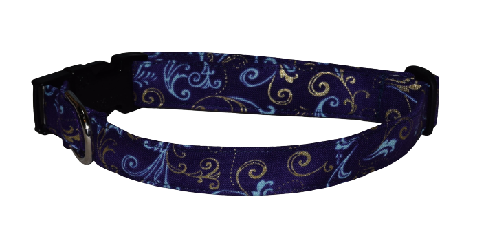 Scroll Blue Gold Wholesale Dog and Cat Collars