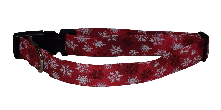 Snowflakes Silver Red Wholesale Dog and Cat Collars