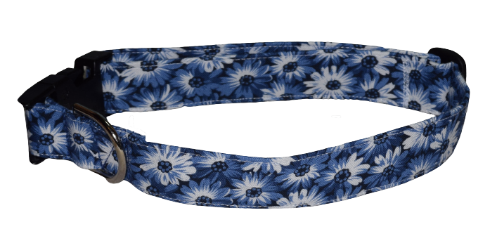 Flowers White Blue Wholesale Dog and Cat Collars