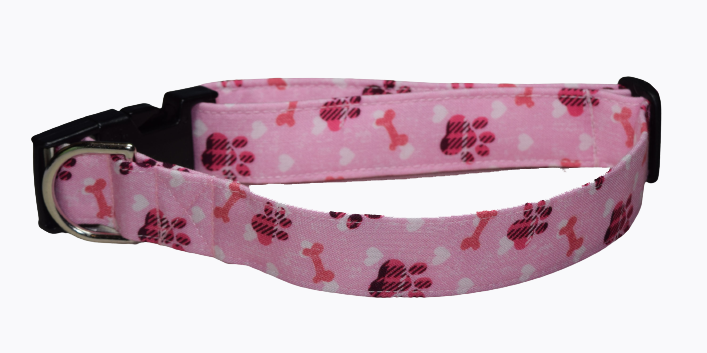 Paw Bone Pink Wholesale Dog and Cat Collars